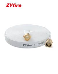 ZYfire Fire Hose - 1" ID Single Jacket TPU Fire Hose Industrial Hose Firefighter Hose with M × F NST/NH Brass Couplings Lightweight Lay Flat Water Hose for Use in Firefighting, Residential-U.S. Warehouse