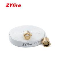 ZYfire Fire Hose - 1" ID Single Jacket TPU Fire Hose White Industrial Hose Firefighter Hose with NPSH Brass Couplings Lightweight Lay Flat Water Hose for Use in Firefighting-U.S. Warehouse