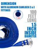 ZYfire Backwash Hose - 1-1/2" x 100 FT PVC Lay Flat Discharge Hose with Aluminum Camlock C & E Fittings Heavy Duty Reinforced Pump Discharge Hose Weather and Burst Resistant for Pool Drain, Sump Pump-U.S. Warehouse