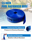 ZYfire Pool Backwash Hose with 2 Clamps - 1-1/2" x 100 FT PVC Lay Flat Discharge Hose Heavy Duty Reinforced Pool Hose Weather and Burst Resistant for Pool Drain, Sump Pump, Pool Filter-U.S. Warehouse