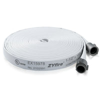 ZYfire Fire Hose - 1-1/2" ID Single Jacket EPDM Fire Hose Firefighter Hose with NPSH Aluminum Couplings White Industrial Hose Lightweight Lay Flat Water Hose for Use in Firefighting-U.S. Warehouse