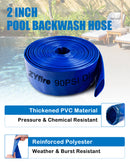 ZYfire Pool Backwash Hose with 2 Clamps - 2" x 100 FT PVC Lay Flat Discharge Hose Heavy Duty Reinforced Pool Hose Weather and Burst Resistant for Pool Drain, Sump Pump, Pool Filter-U.S. Warehouse