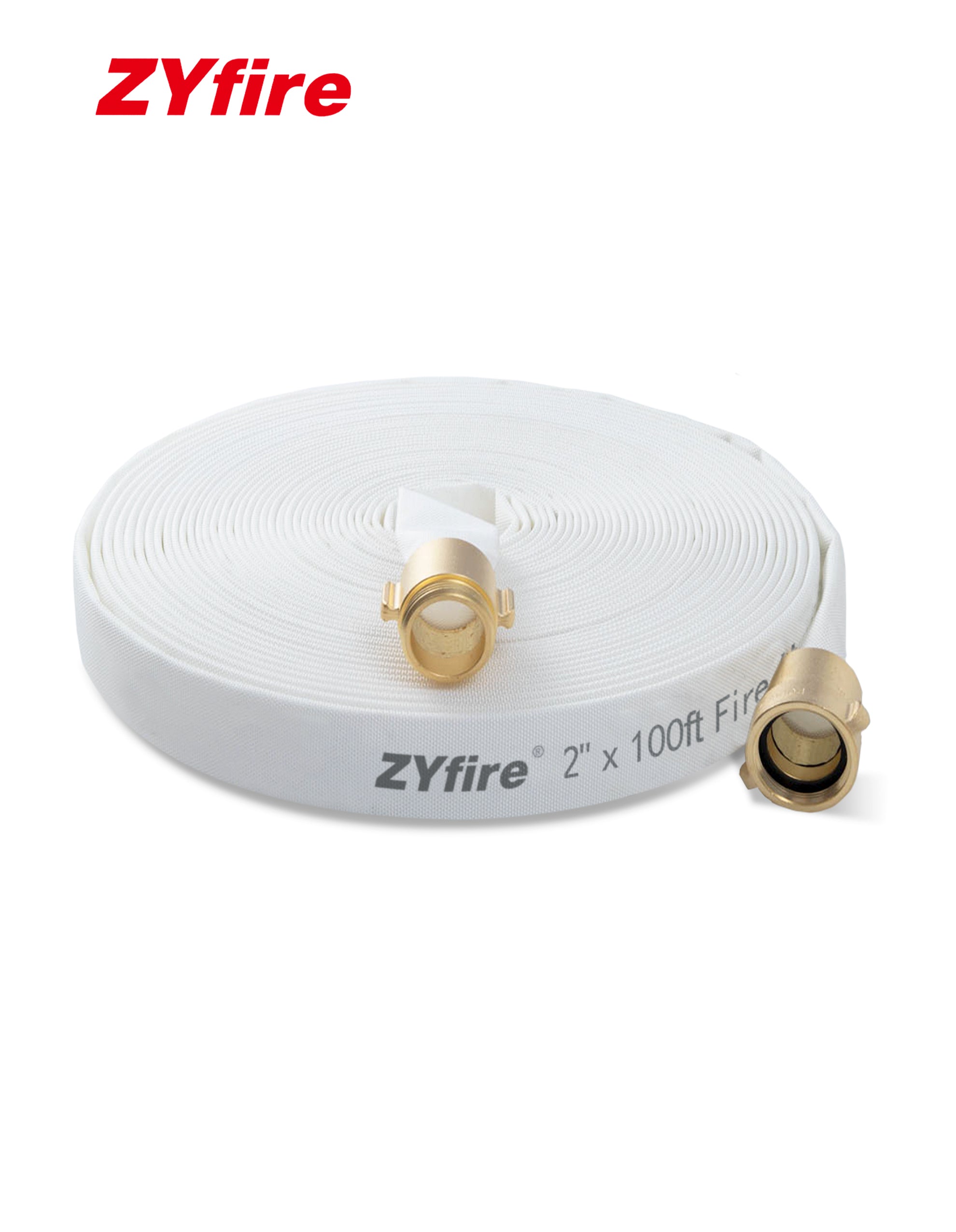 ZYfire Fire Hose - 2" ID Single Jacket TPU Fire Hose Industrial Hose Firefighter Hose with M × F NST/NH Brass Couplings Lightweight Lay Flat Water Hose for Use in Firefighting, Residential-U.S. Warehouse