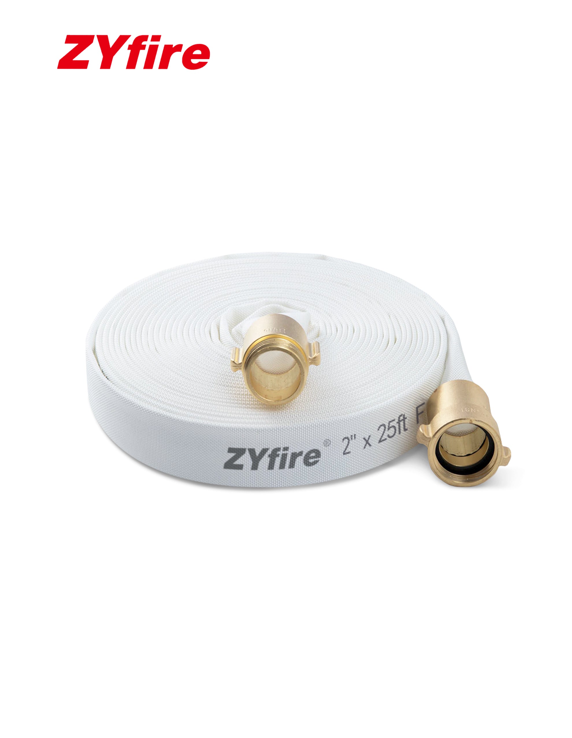 ZYfire Fire Hose - 2" ID Single Jacket TPU Fire Hose Industrial Hose Firefighter Hose with M × F NST/NH Brass Couplings Lightweight Lay Flat Water Hose for Use in Firefighting, Residential-U.S. Warehouse