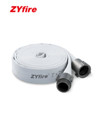 ZYfire Fire Hose - 2" ID Single Jacket EPDM Fire Hose Firefighter Hose with M × F NST/NH Aluminum Couplings White Industrial Hose Lightweight Lay Flat Water Hose for Use in Firefighting-U.S. Warehouse