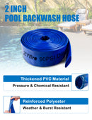 ZYfire Pool Backwash Hose with 2 Clamps - 2" x 50 FT PVC Lay Flat Discharge Hose Heavy Duty Reinforced Pool Hose Weather and Burst Resistant for Pool Drain, Sump Pump, Pool Filter-U.S. Warehouse