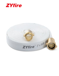 ZYfire Fire Hose - 2" ID Single Jacket TPU Fire Hose Industrial Hose Firefighter Hose with M × F NST/NH Brass Couplings Lightweight Lay Flat Water Hose for Use in Firefighting, Residential-U.S. Warehouse
