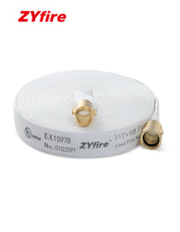 ZYfire Fire Hose - 2-1/2" ID Single Jacket TPU Fire Hose Industrial Hose Firefighter Hose with M × F NST/NH Brass Couplings Lightweight Lay Flat Water Hose for Use in Firefighting, Residential-U.S. Warehouse