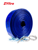 ZYfire Pool Backwash Hose with 2 Clamps - 1-1/2" x 100 FT PVC Lay Flat Discharge Hose Heavy Duty Reinforced Pool Hose Weather and Burst Resistant for Pool Drain, Sump Pump, Pool Filter-U.S. Warehouse