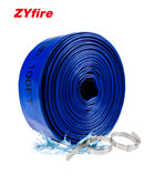 ZYfire Pool Backwash Hose with 2 Clamps - 2" x 100 FT PVC Lay Flat Discharge Hose Heavy Duty Reinforced Pool Hose Weather and Burst Resistant for Pool Drain, Sump Pump, Pool Filter-U.S. Warehouse
