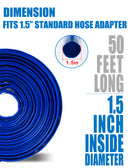 ZYfire Pool Backwash Hose with 2 Clamps - 1-1/2" x 50 FT PVC Lay Flat Discharge Hose Heavy Duty Reinforced Pool Hose Weather and Burst Resistant for Pool Drain, Sump Pump, Pool Filter-U.S. Warehouse