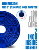 ZYfire Pool Backwash Hose with 2 Clamps - 2" x 100 FT PVC Lay Flat Discharge Hose Heavy Duty Reinforced Pool Hose Weather and Burst Resistant for Pool Drain, Sump Pump, Pool Filter-U.S. Warehouse