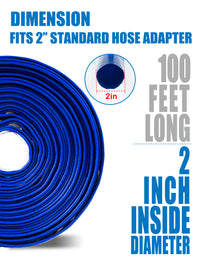 ZYfire Pool Backwash Hose with 2 Clamps - 2" x 100 FT PVC Lay Flat Discharge Hose Heavy Duty Reinforced Pool Hose Weather and Burst Resistant for Pool Drain, Sump Pump, Pool Filter-U.S. Warehouse