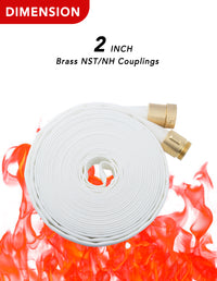 ZYfire Fire Hose - 2" ID Single Jacket TPU Fire Hose Industrial Hose Firefighter Hose with M × F NST/NH Brass Couplings Lightweight Lay Flat Water Hose for Use in Firefighting, Residential-U.S. Warehouse