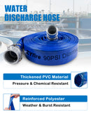 ZYfire Backwash Hose - 2" x 100 FT PVC Lay Flat Discharge Hose with Aluminum Camlock C & E Fittings Heavy Duty Reinforced Pump Discharge Hose Weather and Burst Resistant for Pool Drain, Sump Pump-U.S. Warehouse