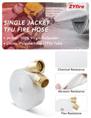 ZYfire Fire Hose - 2-1/2" ID Single Jacket TPU Fire Hose White Industrial Hose Firefighter Hose with NPSH Brass Couplings Lightweight Lay Flat Water Hose for Use in Firefighting-U.S. Warehouse
