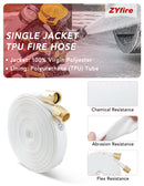 ZYfire Fire Hose - 1" ID Single Jacket TPU Fire Hose Industrial Hose Firefighter Hose with M × F NST/NH Brass Couplings Lightweight Lay Flat Water Hose for Use in Firefighting, Residential-U.S. Warehouse