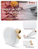 ZYfire Fire Hose - 2" ID Single Jacket TPU Fire Hose Industrial Hose Firefighter Hose with M × F NST/NH Brass Couplings Lightweight Lay Flat Water Hose for Use in Firefighting, Residential-U.S. Warehouse