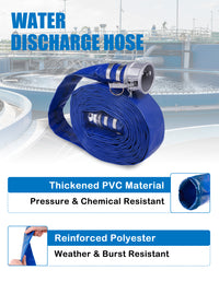 ZYfire Backwash Hose - 2" x 50 FT PVC Lay Flat Discharge Hose with Aluminum Camlock C & E Fittings Heavy Duty Reinforced Pump Discharge Hose Weather and Burst Resistant for Pool Drain, Sump Pump-U.S. Warehouse