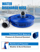 ZYfire Backwash Hose - 1-1/2" x 100 FT PVC Lay Flat Discharge Hose with Aluminum Camlock C & E Fittings Heavy Duty Reinforced Pump Discharge Hose Weather and Burst Resistant for Pool Drain, Sump Pump-U.S. Warehouse