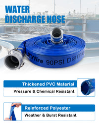 ZYfire Backwash Hose - 1-1/2" x 100 FT PVC Lay Flat Discharge Hose with Aluminum Camlock C & E Fittings Heavy Duty Reinforced Pump Discharge Hose Weather and Burst Resistant for Pool Drain, Sump Pump-U.S. Warehouse