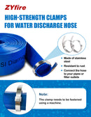 ZYfire Pool Backwash Hose with 2 Clamps - 2" x 50 FT PVC Lay Flat Discharge Hose Heavy Duty Reinforced Pool Hose Weather and Burst Resistant for Pool Drain, Sump Pump, Pool Filter-U.S. Warehouse