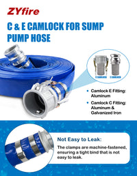 ZYfire Backwash Hose - 1-1/2" x 100 FT PVC Lay Flat Discharge Hose with Aluminum Camlock C & E Fittings Heavy Duty Reinforced Pump Discharge Hose Weather and Burst Resistant for Pool Drain, Sump Pump-U.S. Warehouse