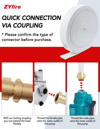 ZYfire Fire Hose - 2" ID Single Jacket TPU Fire Hose Industrial Hose Firefighter Hose with M × F NST/NH Brass Couplings Lightweight Lay Flat Water Hose for Use in Firefighting, Residential-U.S. Warehouse