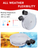 ZYfire Fire Hose - 2-1/2" ID x 50 FT Double Jacket EPDM Firefighter Hose with M x F NST/NH Aluminum Couplings 1200 PSI Burst Pressure Lightweight for Firefighting & Residential Use