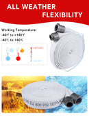 ZYfire Fire Hose - 1-1/2" ID x 50 FT Double Jacket EPDM Firefighter Hose with M x F NST/NH Aluminum Couplings 1200 PSI Burst Pressure Lightweight for Firefighting & Residential Use
