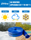 ZYfire Pool Backwash Hose with 2 Clamps - 1-1/2" x 100 FT PVC Lay Flat Discharge Hose Heavy Duty Reinforced Pool Hose Weather and Burst Resistant for Pool Drain, Sump Pump, Pool Filter-U.S. Warehouse