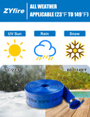 ZYfire Pool Backwash Hose with 2 Clamps - 2" x 50 FT PVC Lay Flat Discharge Hose Heavy Duty Reinforced Pool Hose Weather and Burst Resistant for Pool Drain, Sump Pump, Pool Filter-U.S. Warehouse