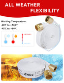 ZYfire Fire Hose - 2-1/2" ID x 50 FT Double Jacket TPU Firefighter Hose with M x F NST/NH Brass Couplings 1200 PSI Burst Pressure Lightweight for Firefighting & Residential Use