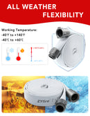 ZYfire Fire Hose - 2" ID Single Jacket EPDM Fire Hose Firefighter Hose with M × F NST/NH Aluminum Couplings White Industrial Hose Lightweight Lay Flat Water Hose for Use in Firefighting-U.S. Warehouse
