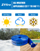 ZYfire Pool Backwash Hose with 2 Clamps - 1-1/2" x 50 FT PVC Lay Flat Discharge Hose Heavy Duty Reinforced Pool Hose Weather and Burst Resistant for Pool Drain, Sump Pump, Pool Filter-U.S. Warehouse