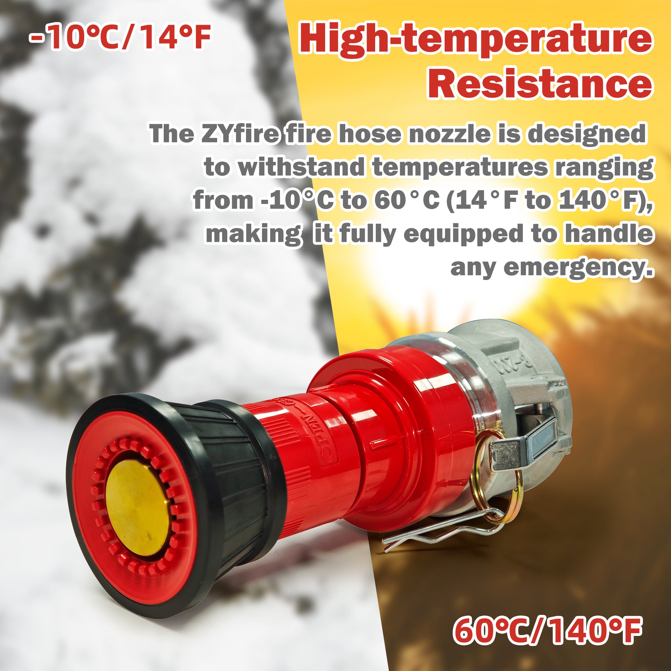 ZYfire Fire Hose Nozzle - 2" NPSH Heavy Duty Fire Suppression Nozzle with Aluminum Camlock Fitting 2 inch Fire Hose Constant Flow Fog Nozzle (Not for NST/NH Thread)-U.S. Warehouse