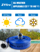 ZYfire Backwash Hose - 2" x 100 FT PVC Lay Flat Discharge Hose with Aluminum Camlock C & E Fittings Heavy Duty Reinforced Pump Discharge Hose Weather and Burst Resistant for Pool Drain, Sump Pump-U.S. Warehouse
