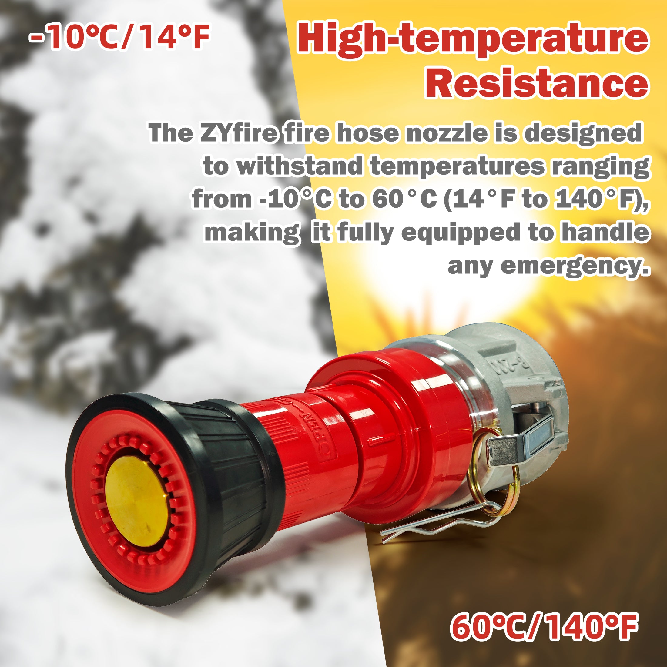ZYfire Fire Hose Nozzle - 1-1/2" NPSH Heavy Duty Fire Suppression Nozzle with Aluminum Camlock Fitting 1-1/2 inch Fire Hose Constant Flow Fog Nozzle (Not for NST/NH Thread)-U.S. Warehouse