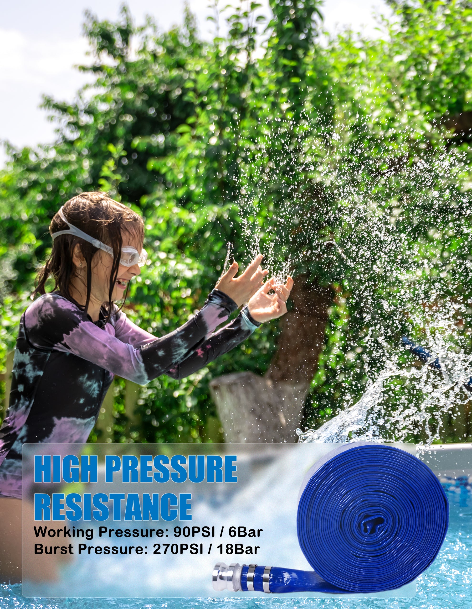 ZYfire Backwash Hose - 2" x 50 FT PVC Lay Flat Discharge Hose with Aluminum Camlock C & E Fittings Heavy Duty Reinforced Pump Discharge Hose Weather and Burst Resistant for Pool Drain, Sump Pump-U.S. Warehouse