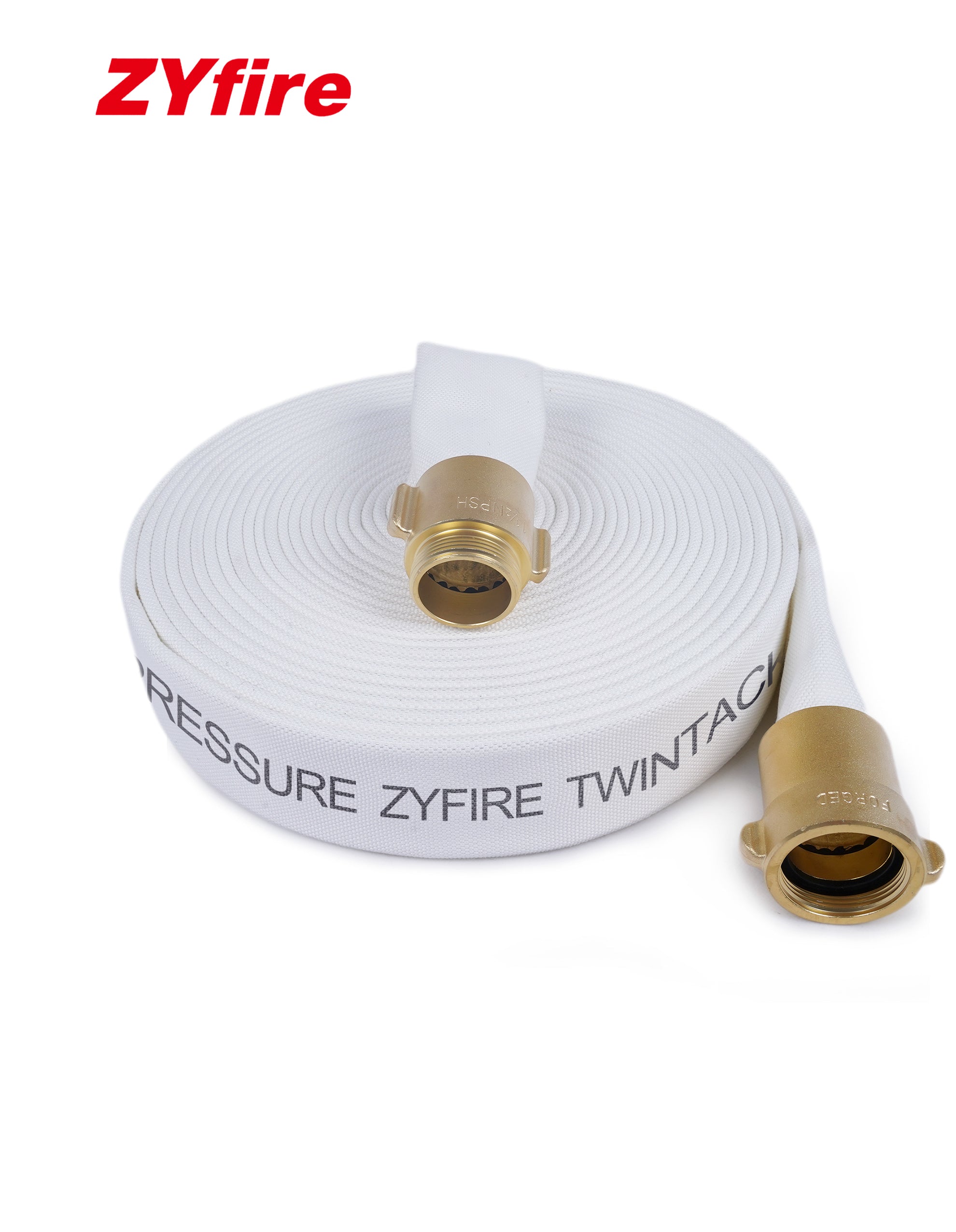 ZYfire Fire Hose - 1-1/2" ID x 50 FT Double Jacket TPU Firefighter Hose with M x F NPSH Brass Couplings 1200 PSI Burst Pressure Lightweight for Firefighting & Residential Use