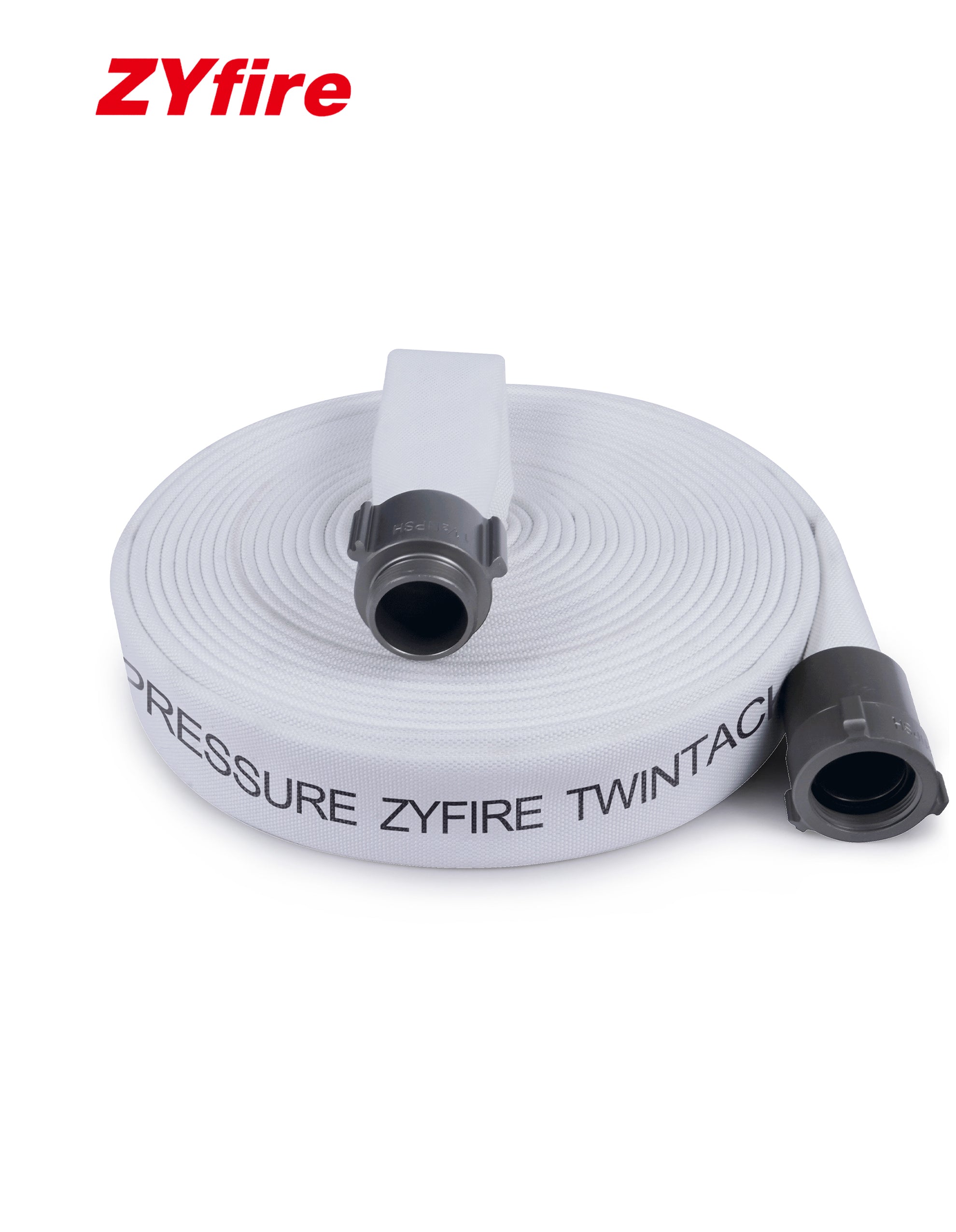 ZYfire Fire Hose - 1-1/2" ID x 50 FT Double Jacket EPDM Firefighter Hose with M x F NPSH Brass Couplings 1200 PSI Burst Pressure Lightweight for Firefighting & Residential Use